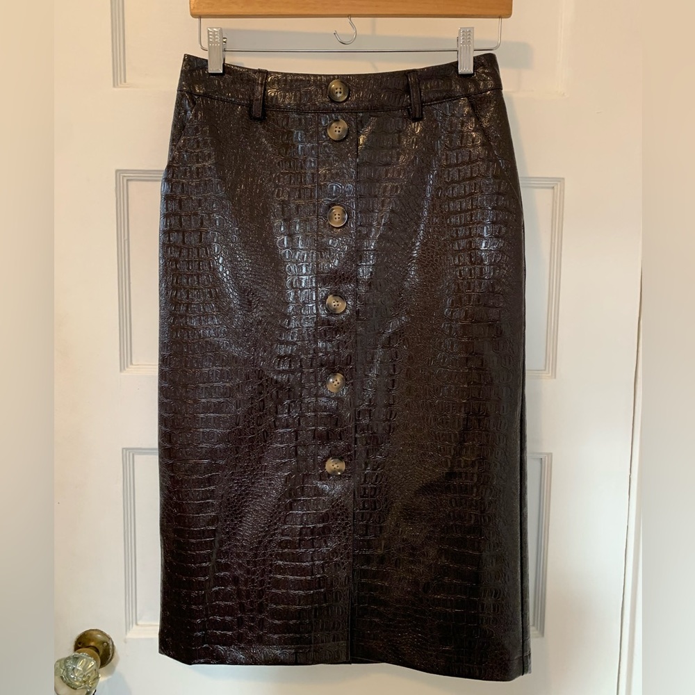 Rachel Comey X Target Faux Leather Textured Pencil Skirt Chicory Coffee Size 4 - Picture 6 of 15